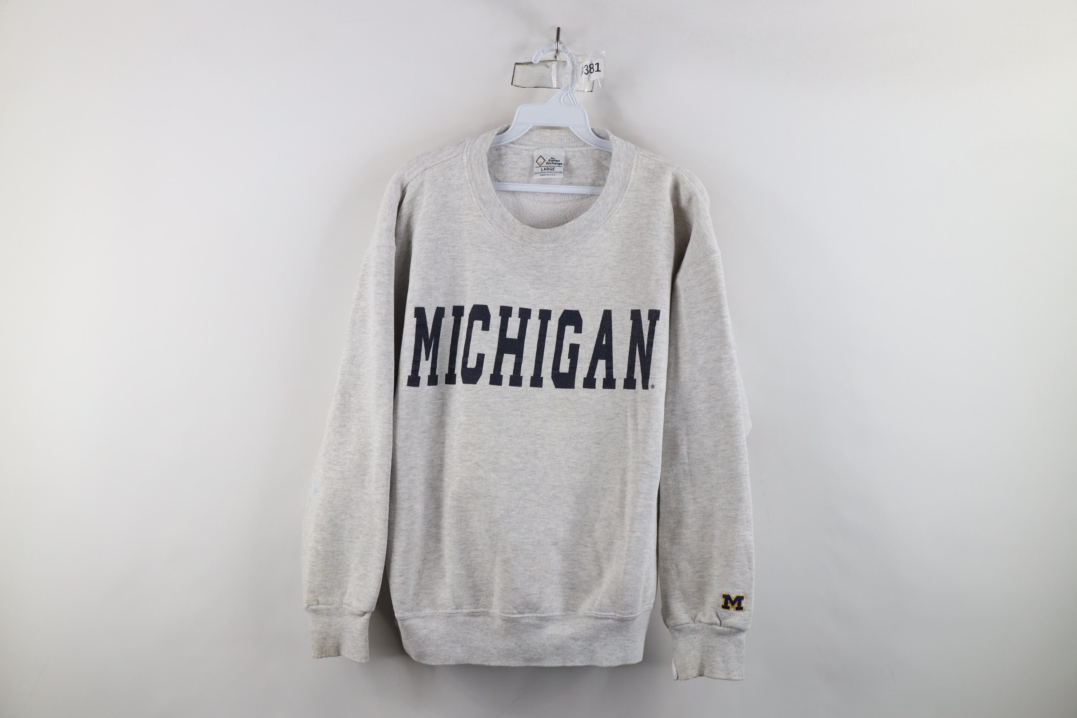 Vintage Vintage 90s Spell Out University of Michigan Sweatshirt USA Size L / US 10 / IT 46 - 1 Thumbnail