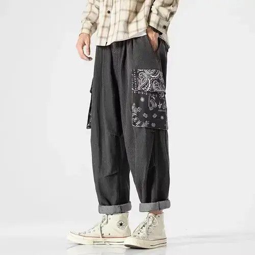 Japanese Brand 20AW Indigo Union Japan Black Denim Bandana Patchwork Pants Size US 32 / EU 48 - 3 Thumbnail