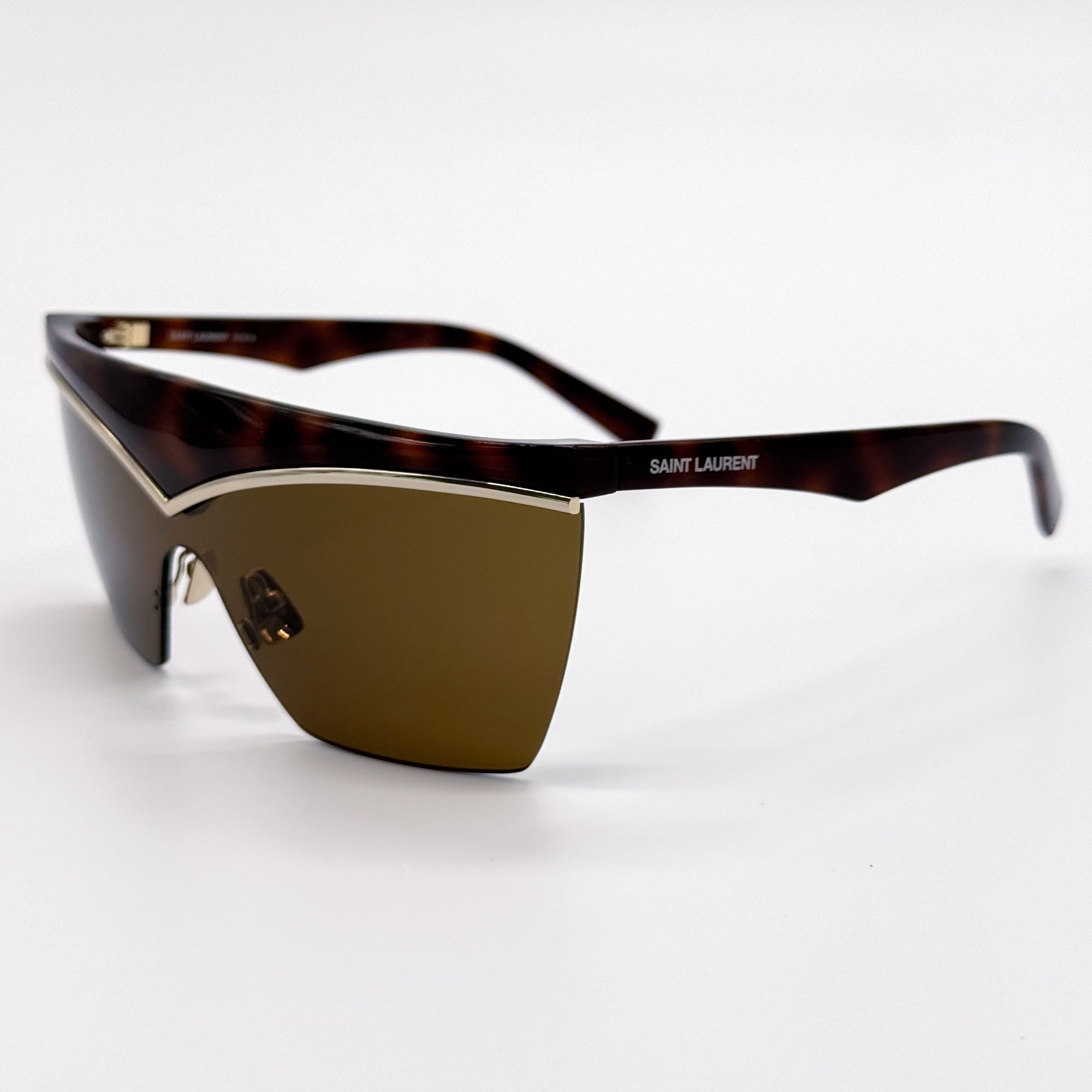 Saint Laurent Paris NEW SAINT LAURENT SUNGLASSES SL614 MASK 002 HAVANA GOLD WOME Size ONE SIZE - 6 Thumbnail