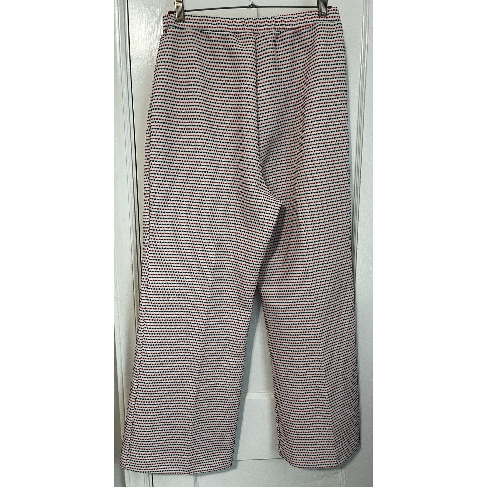 Vintage Vintage 70s White Red Blue Textured Polka Dot Pants Medium Size 30" / US 8 / IT 44 - 2 Thumbnail