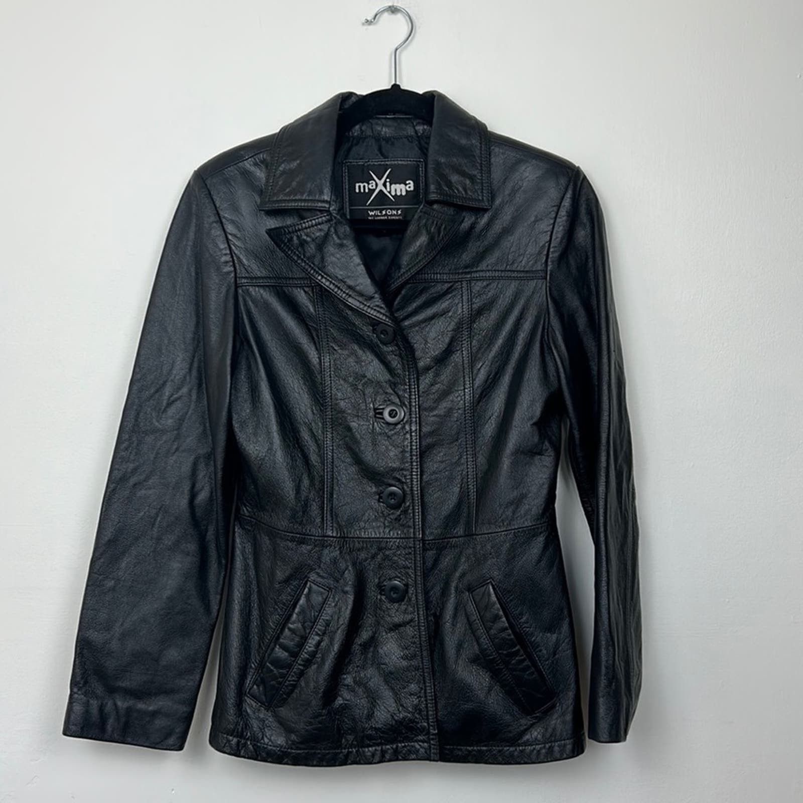 image of Vintage 80's Wilsons Leather Maxima Leather Jacket in Black, Women's (Size Small)