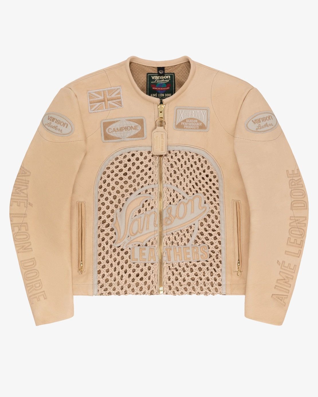 Pre-owned Aimé Leon Dore X Vanson Raffia Leather Jacket In Bone