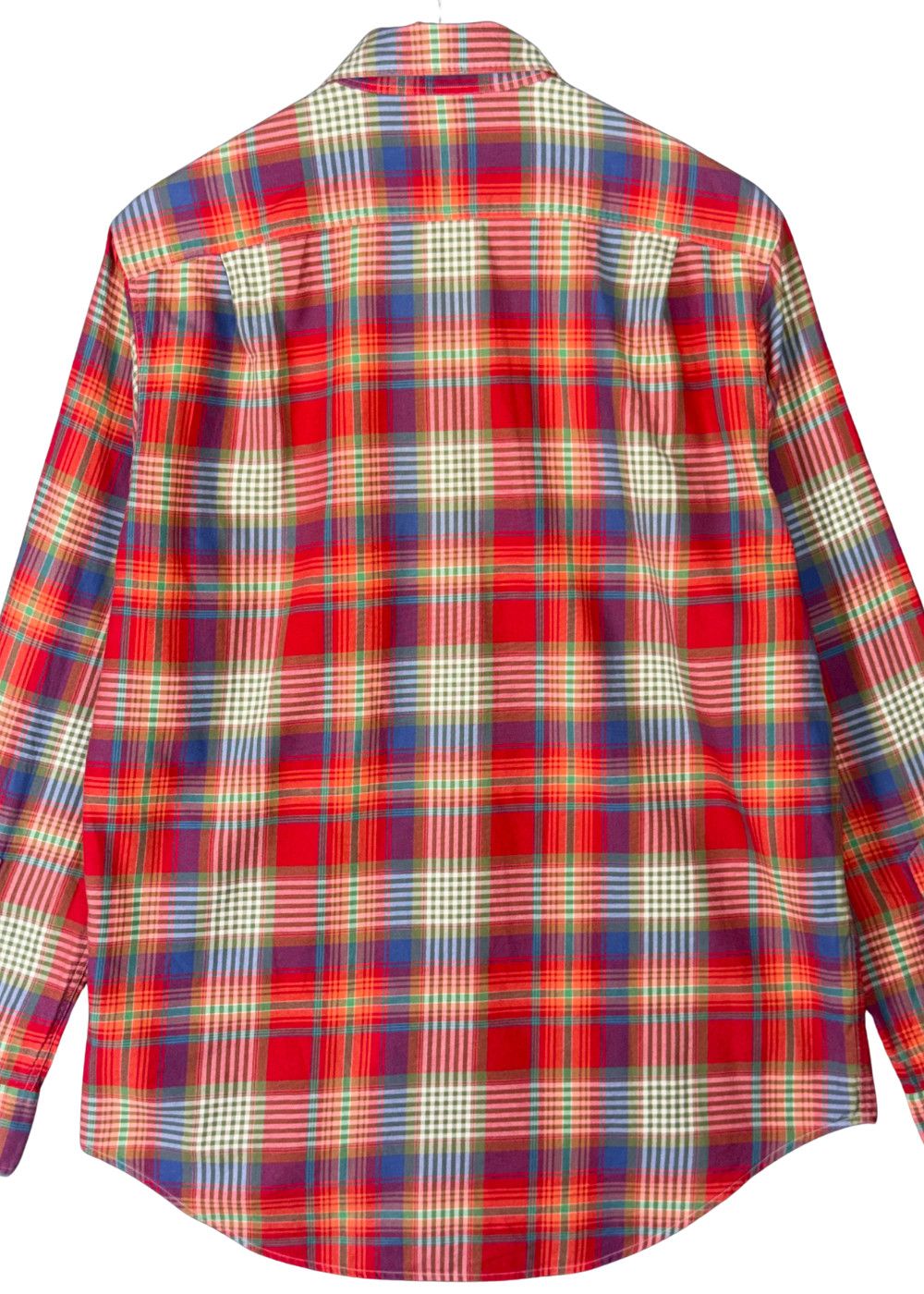 VTG PRL Madras Plaid Work Shirt Red Multicolour Cotton image 10