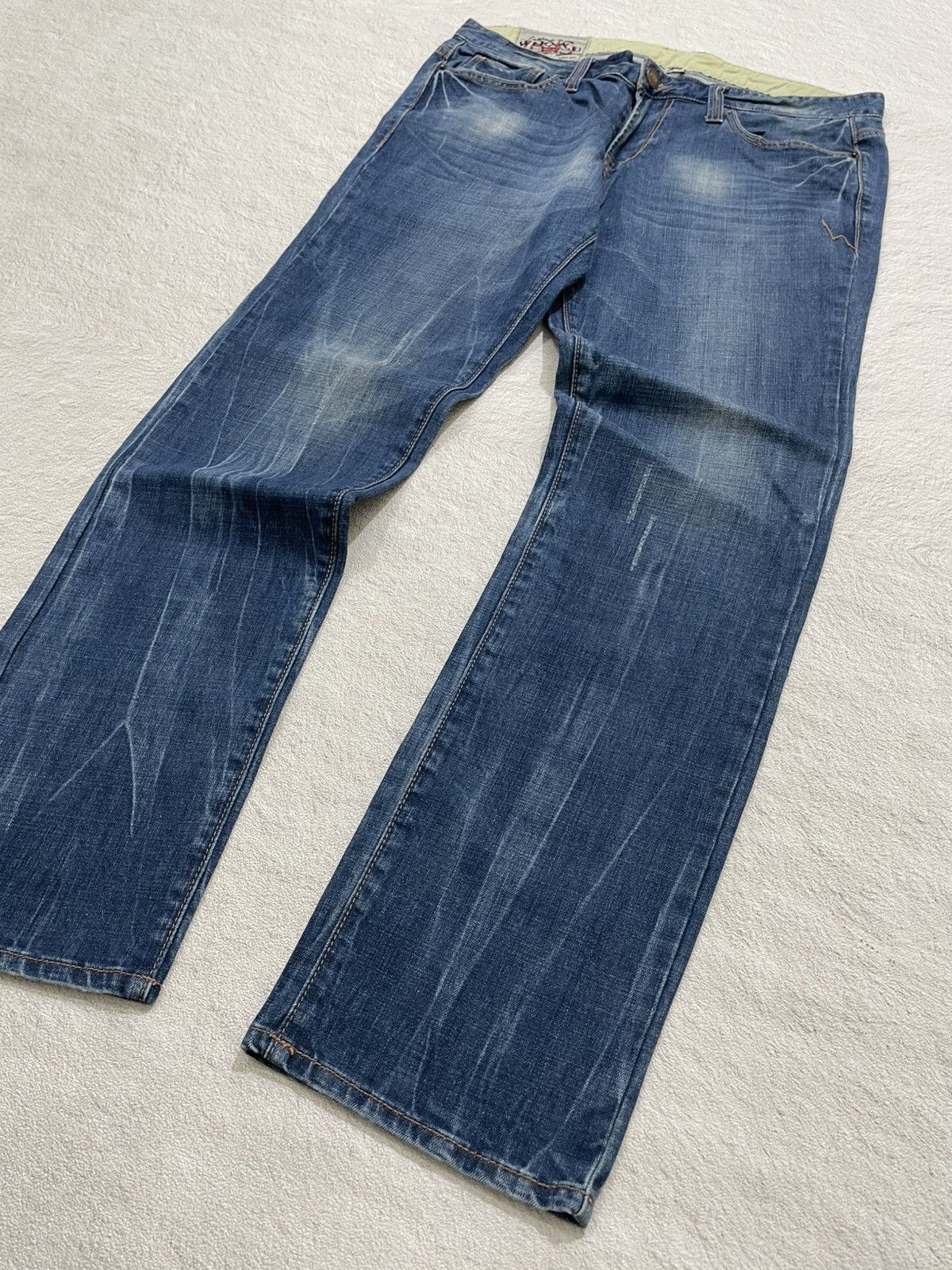 Japanese Brand 2000s WHO.A.U Japan Denim Faded Lightning Jeans Y2k Size US 34 / EU 50 - 3 Thumbnail