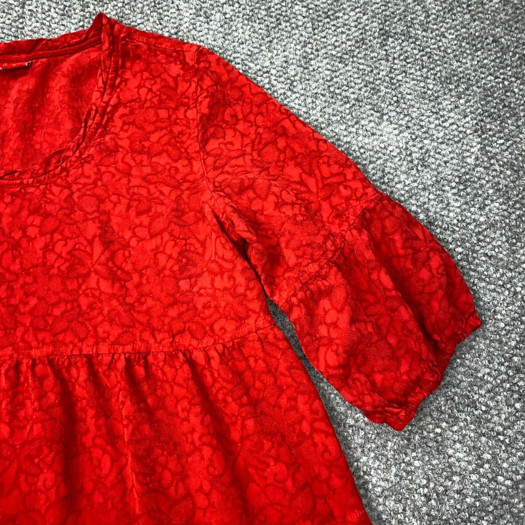 Vintage VINTAGE Tianello Women's Blouse Tunic Medium Red Tencel 3/4 Sleeve Casual Fall Spring Summer Size M / US 6-8 / IT 42-44 - 3 Thumbnail