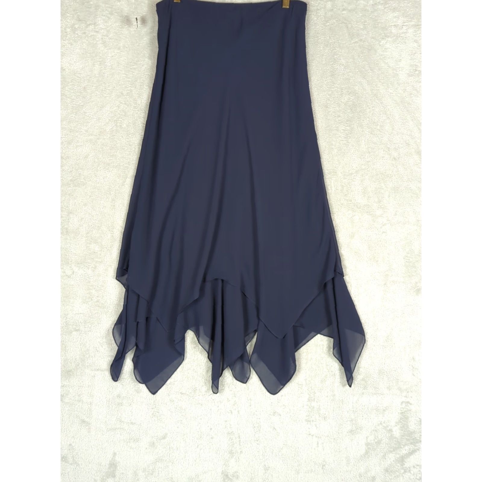 Alex Evenings VINTAGE Alex Evenings Skirt Maxi Midi Chiffon Blue 90s Gothic Grunge Fairy Witchy Hanky Hem Elastic Waist Hand Wash Only Womens M Size 32" / US 10 / IT 46 - 8 Thumbnail