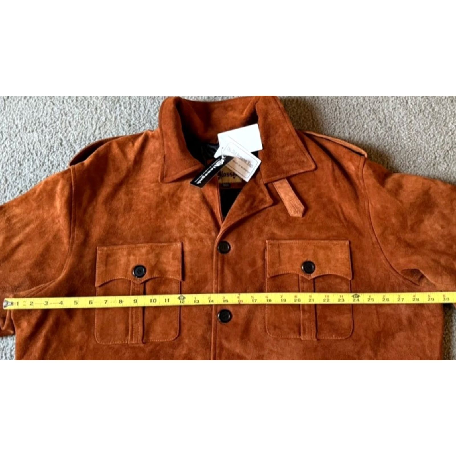 Vintage NWT Classyak Men's Brown Button Front Suede Leather Jacket Size 5XL Regular Brown Jacket (Jacket) Size US XXL / EU 58 / 5 - 4 Thumbnail