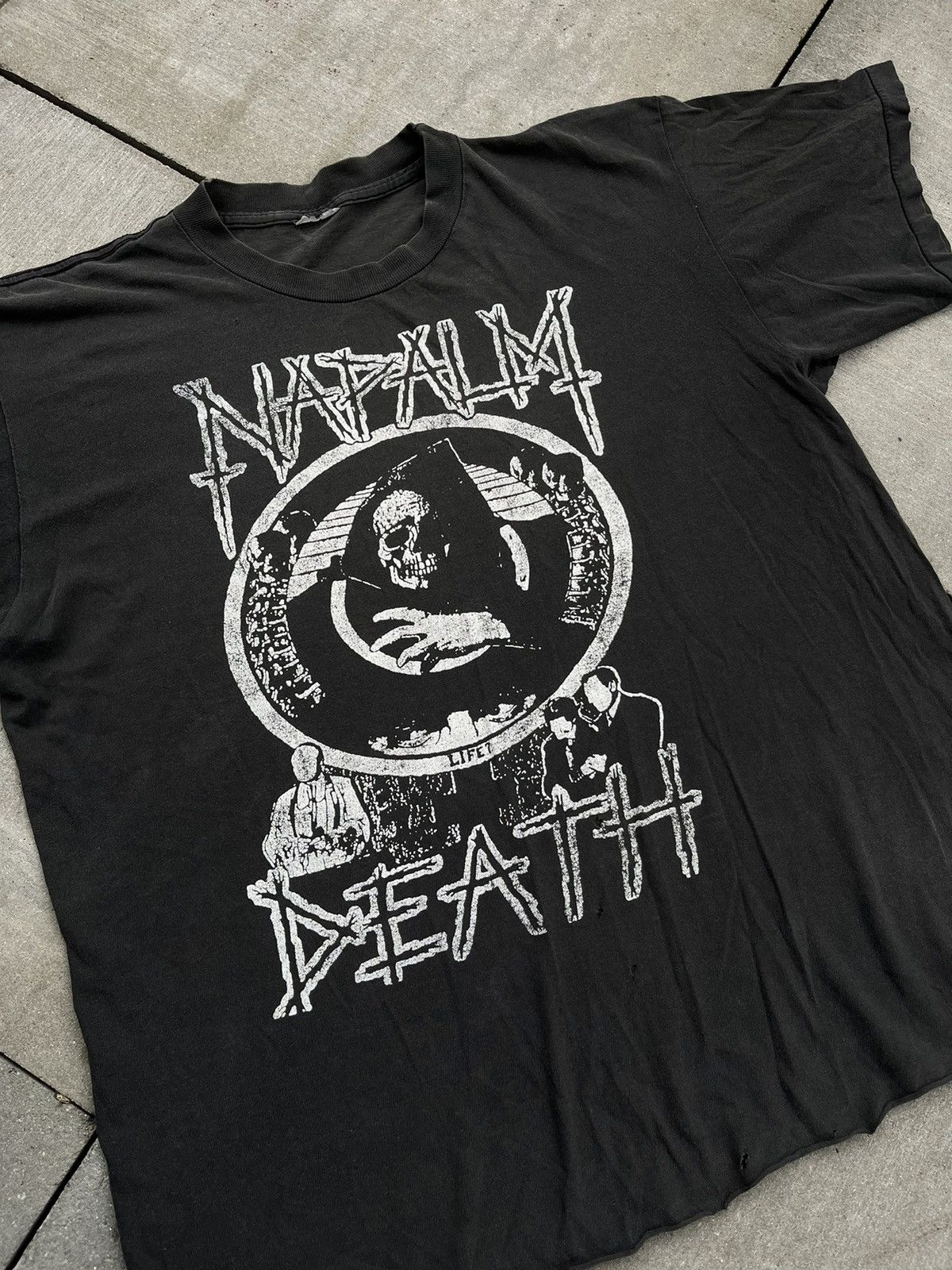 Band Tees × Vintage 80s Napalm Death Life? Scum Vintage Faded Distressed T-shirt Size US XL / EU 56 / 4 - 2 Thumbnail