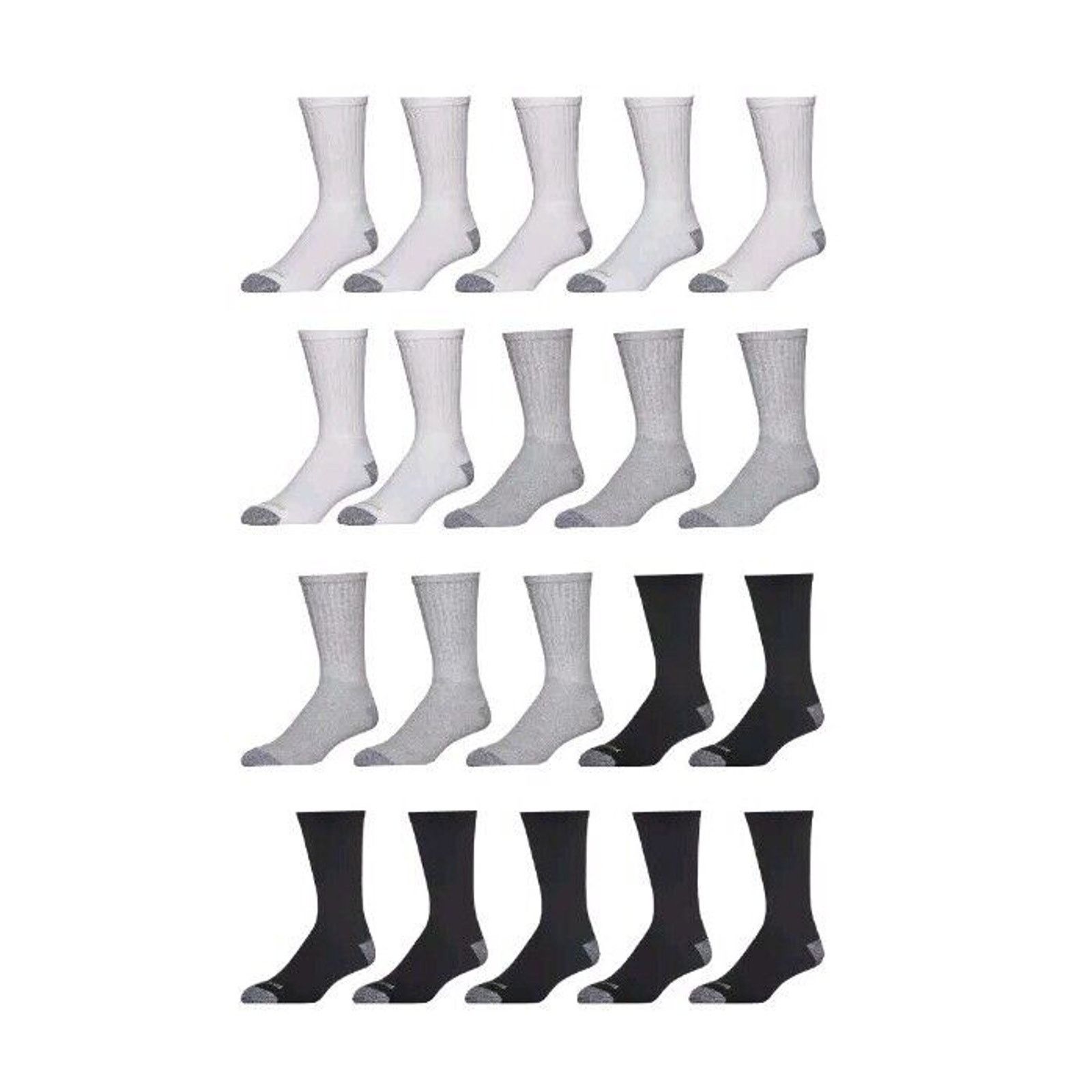 Wrangler Wrangler Rustler Mens Cushion Crew Socks, 20 pack Reinforced Size ONE SIZE - 1 Thumbnail