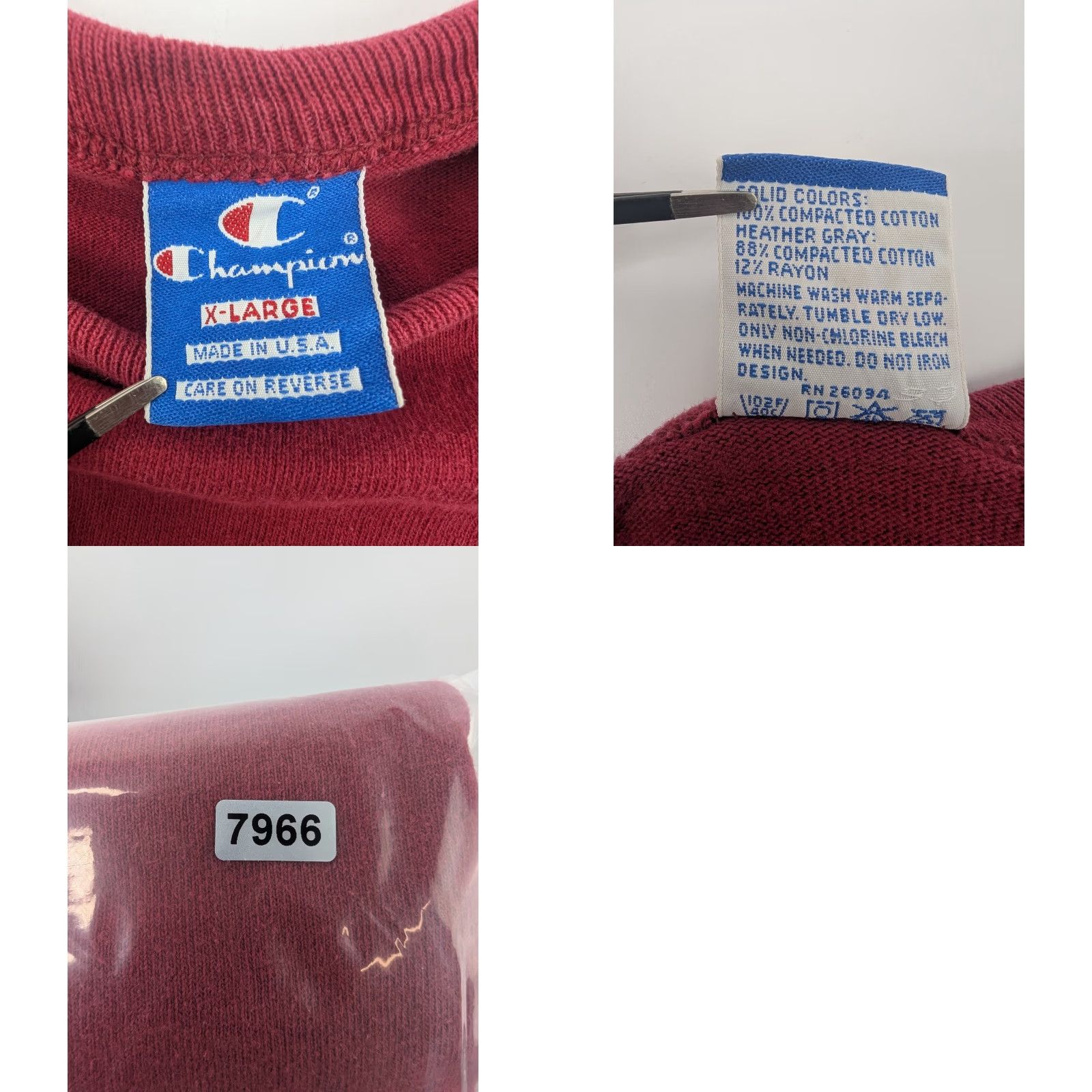 Champion VINTAGE Champion Red Spell Out Arm Long Sleeve Shirt XL Mens 90s Embroidered Knit Cotton Turtleneck Size US XL / EU 56 / 4 - 8 Thumbnail
