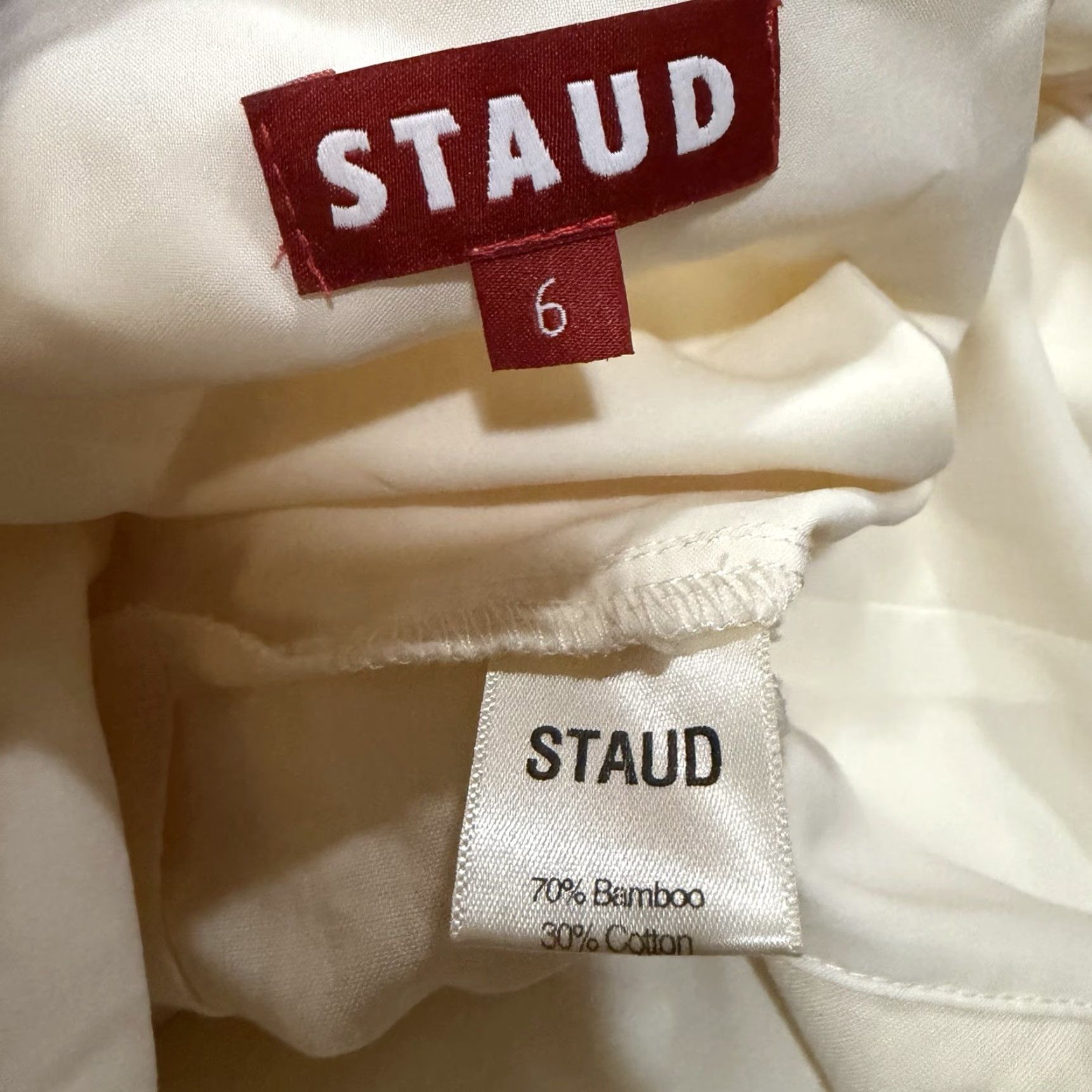 Staud Staud Jumpsuit 6 White Wide-Leg One-Piece Womens Off-White Linen Cotton Bamboo Rayon Style Jumpsuit 6 Size 28" / US 6 / IT 42 - 4 Thumbnail