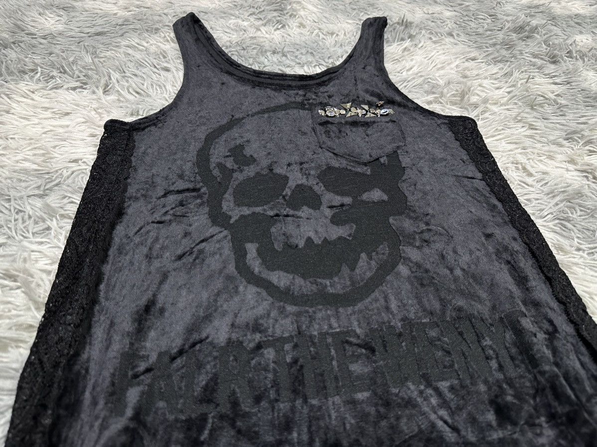 Hysteric Glamour 🔥Sick Y2K Maison Glify Skull Velour Mesh Tank Top Stud Punk Size US S / EU 44-46 / 1 - 2 Thumbnail