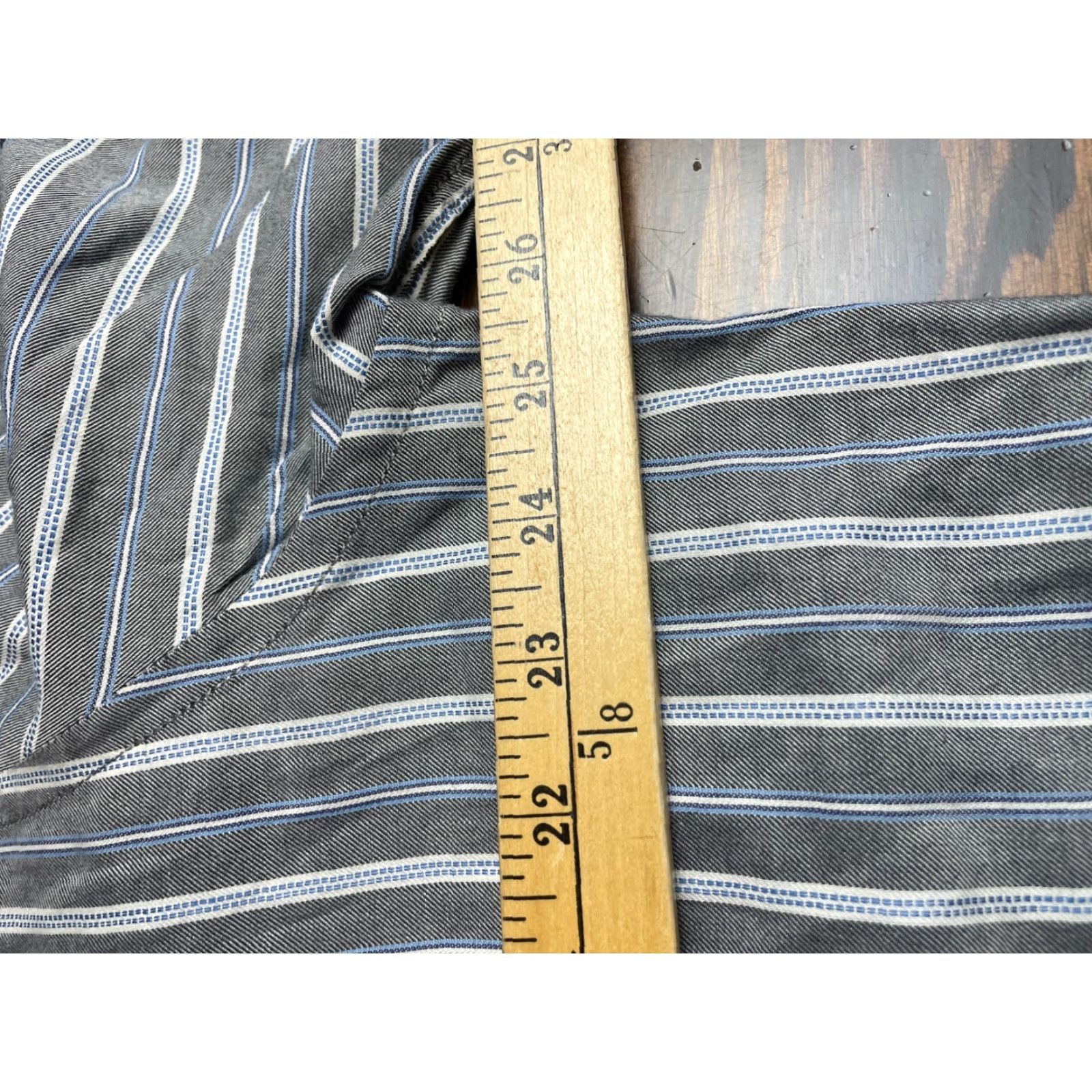 Express Express Shirt XL Gray Blue Striped Button-Up Long Sleeve Modern Fit Mens Size US XL / EU 56 / 4 - 5 Thumbnail