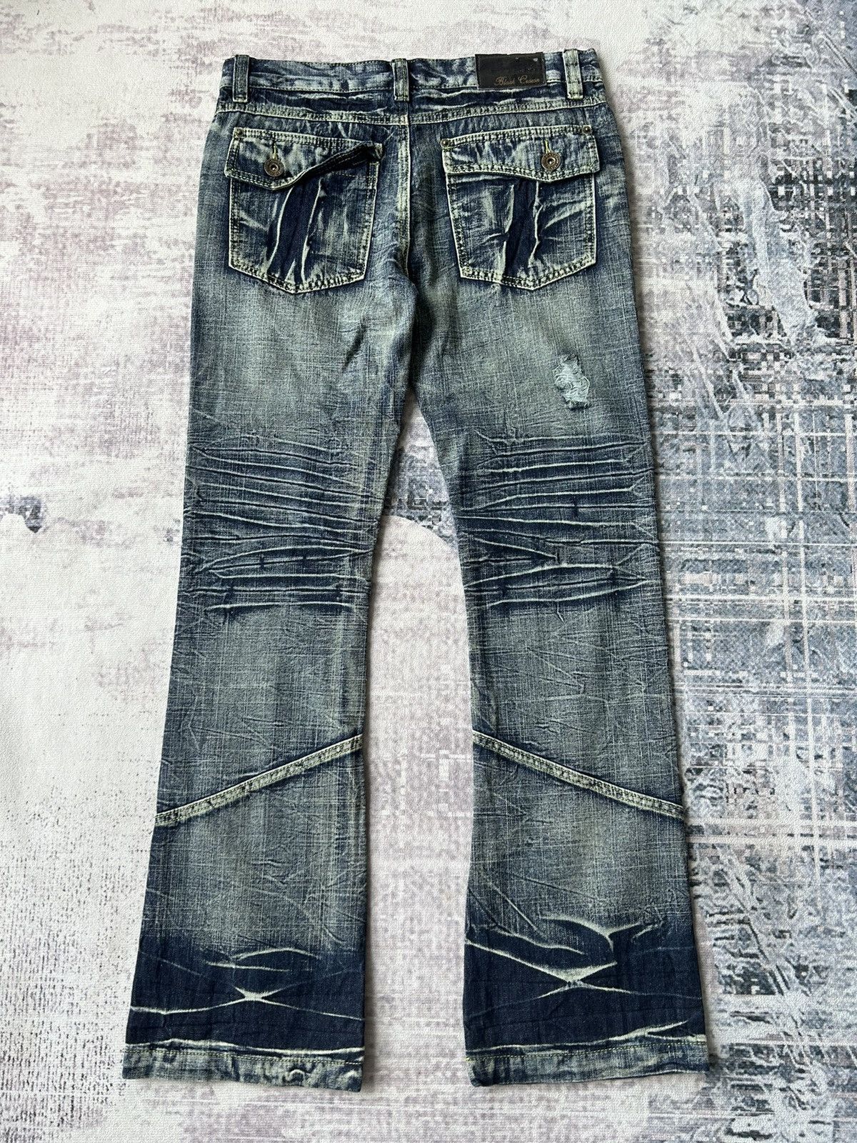 14th Addiction Flared Distressed Faded Wash Black Erown Jeans Size US 31 - 5 Thumbnail