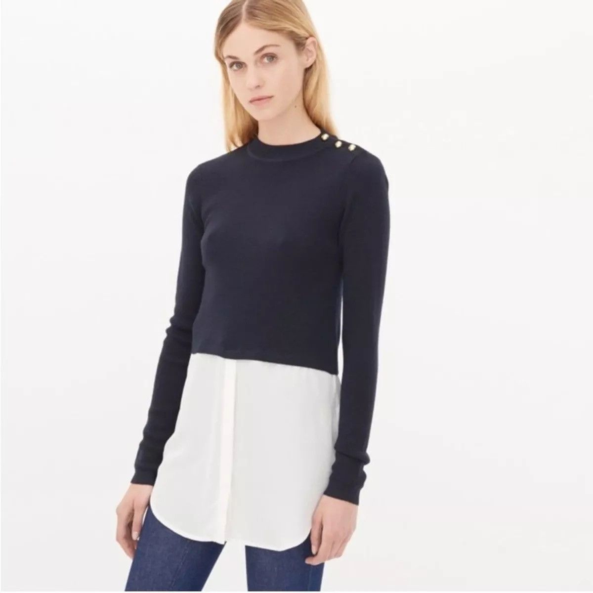 Designer × Sandro Sandro oldmoney style wool + silk sweater Size S / US 4 / IT 40 - 2 Thumbnail