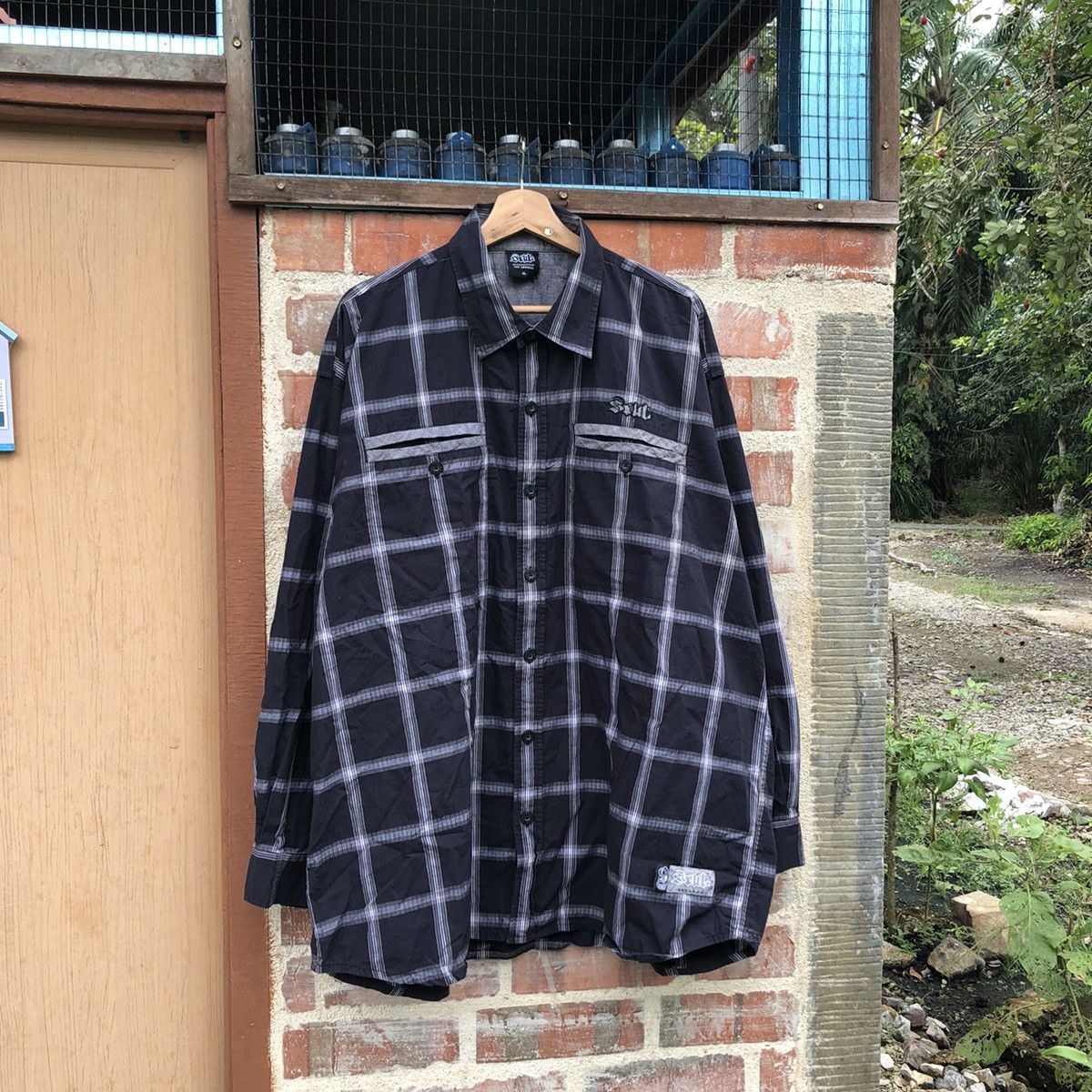 Japanese Brand × Vintage Vintage 90s Streetwear Baggy Soul Button Plaid 🍒 Size US XXL / EU 58 / 5 - 1 Thumbnail