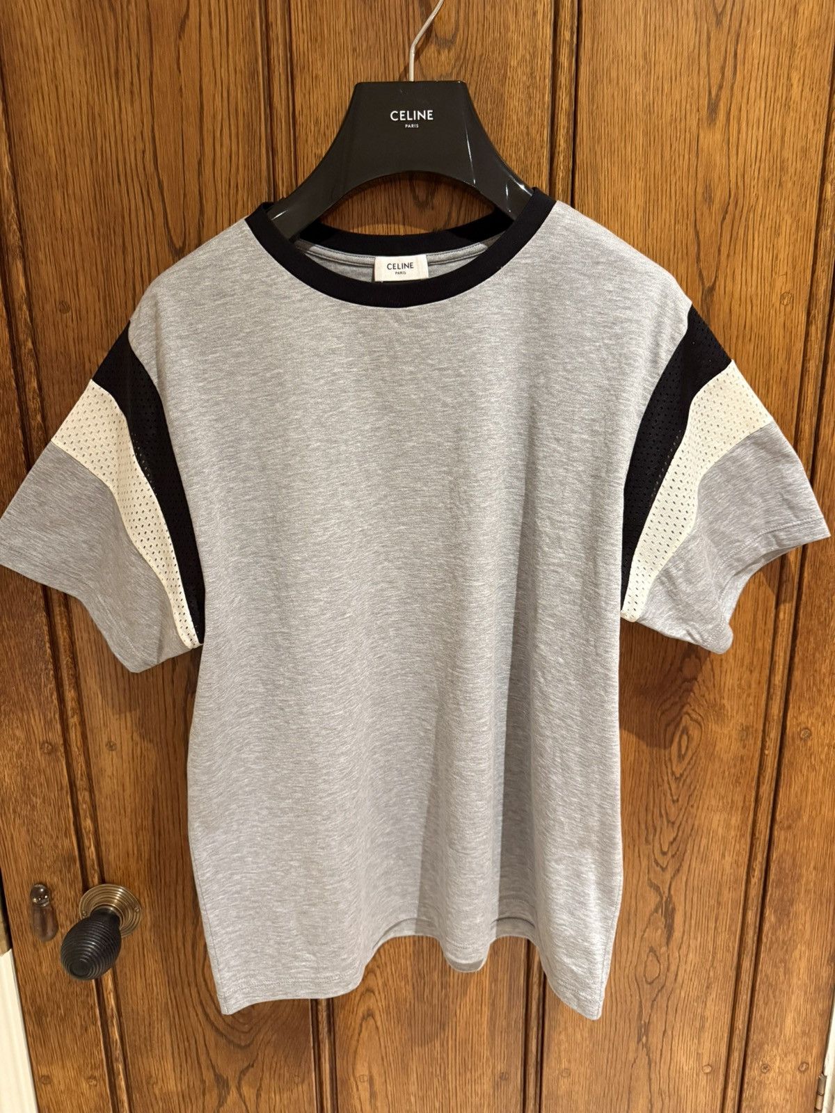 Pre-owned Celine Unreleased Sample Grey T Shirt With Mesh Detail M L