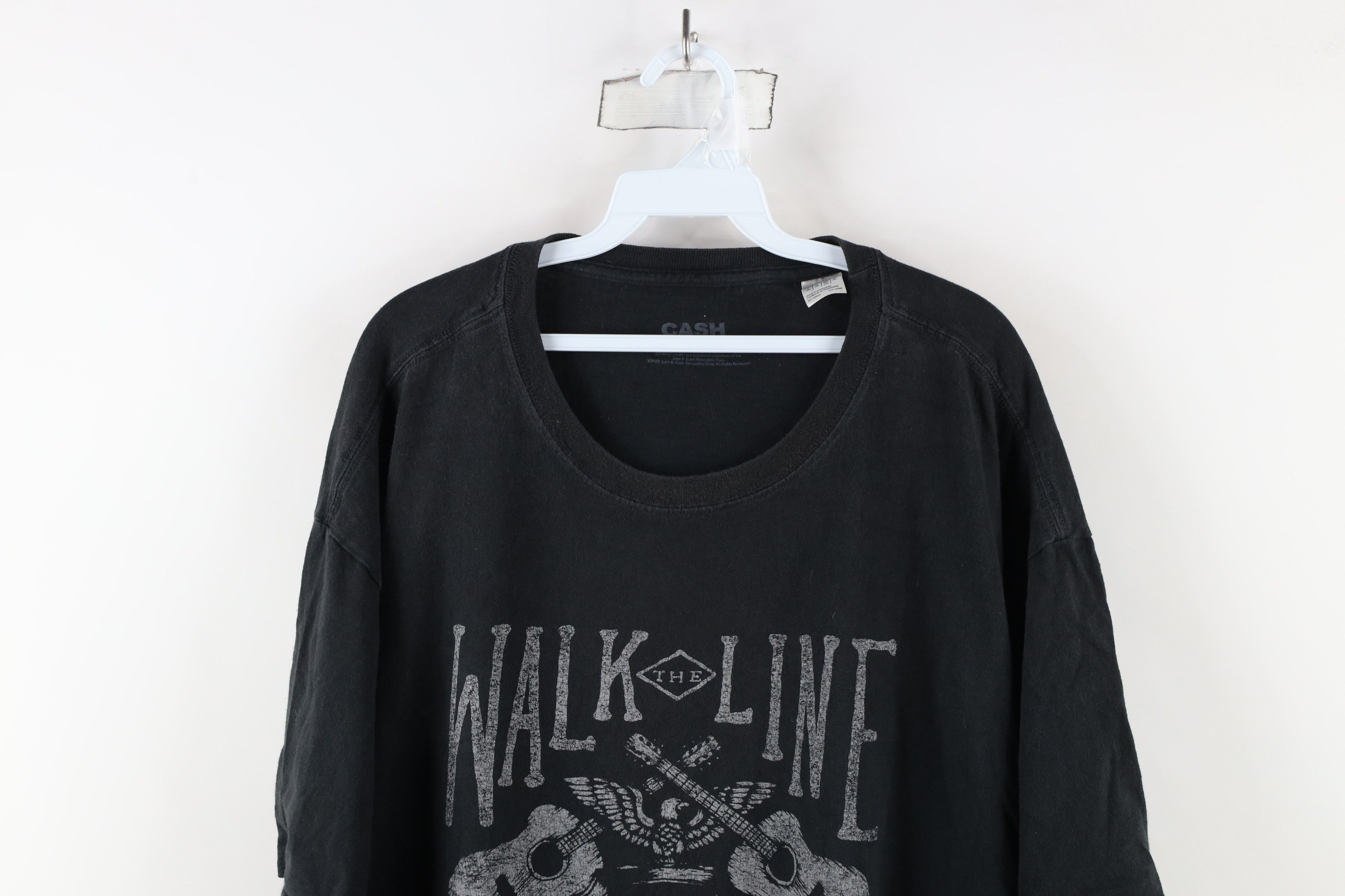 Vintage Retro Spell Out Walk The Line Johnny Cash Band T-Shirt Black Size US XXL / EU 58 / 5 - 2 Thumbnail