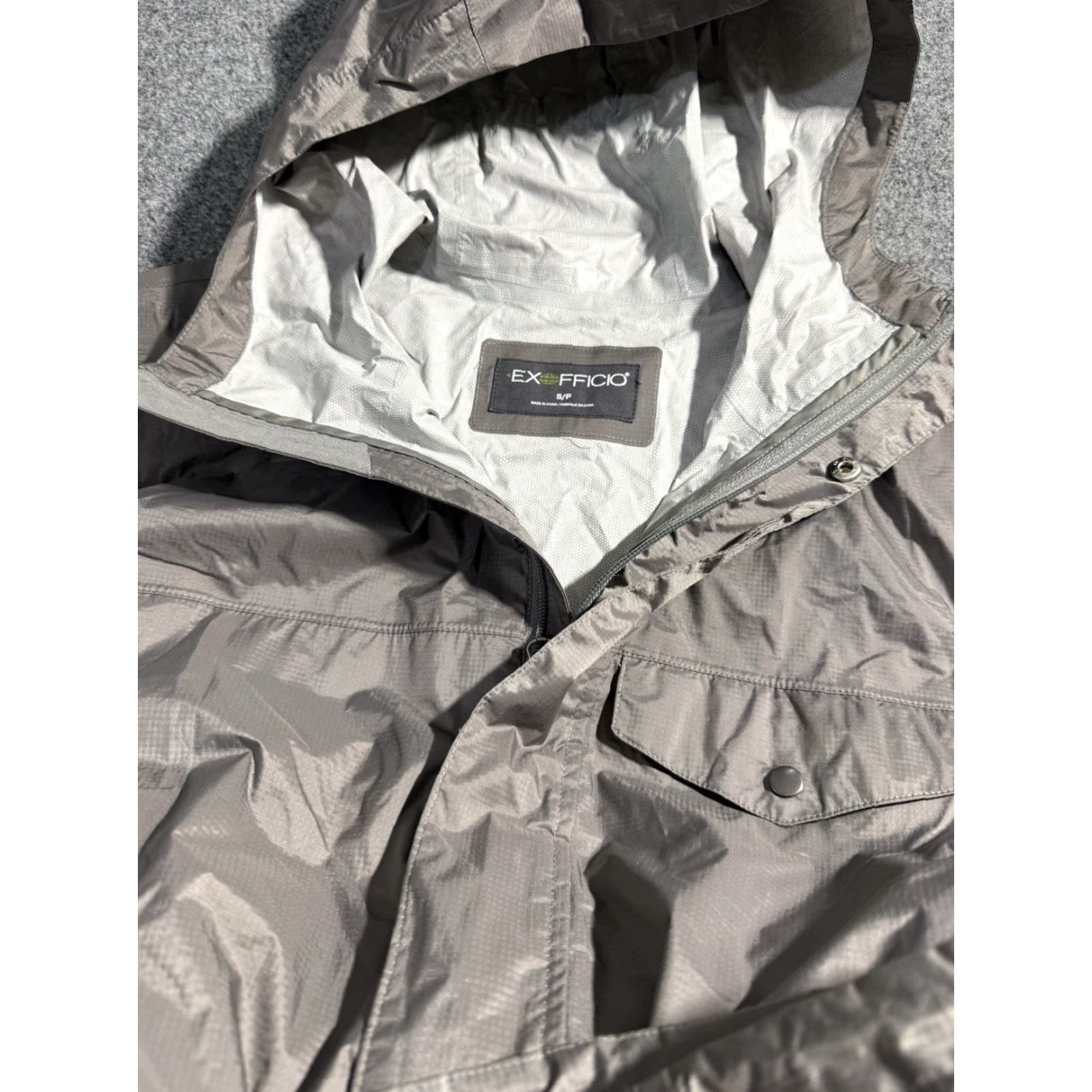 ExOfficio ExOfficio Jacket Men Hooded Rain Coat Full Zip Water Resistant Gray Size S Long Nylon Windbreaker Casual Travel Mens Size US S / EU 44-46 / 1 - 5 Thumbnail