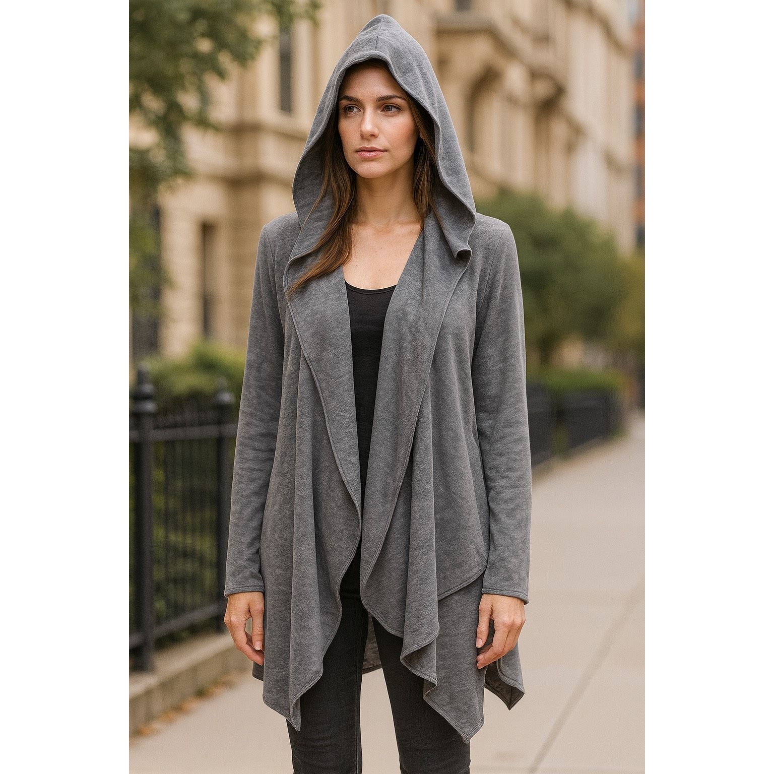 Neiman Marcus Neiman Marcus Gray Hooded Poncho Cardigan S Size S / US 4 / IT 40 - 3 Thumbnail