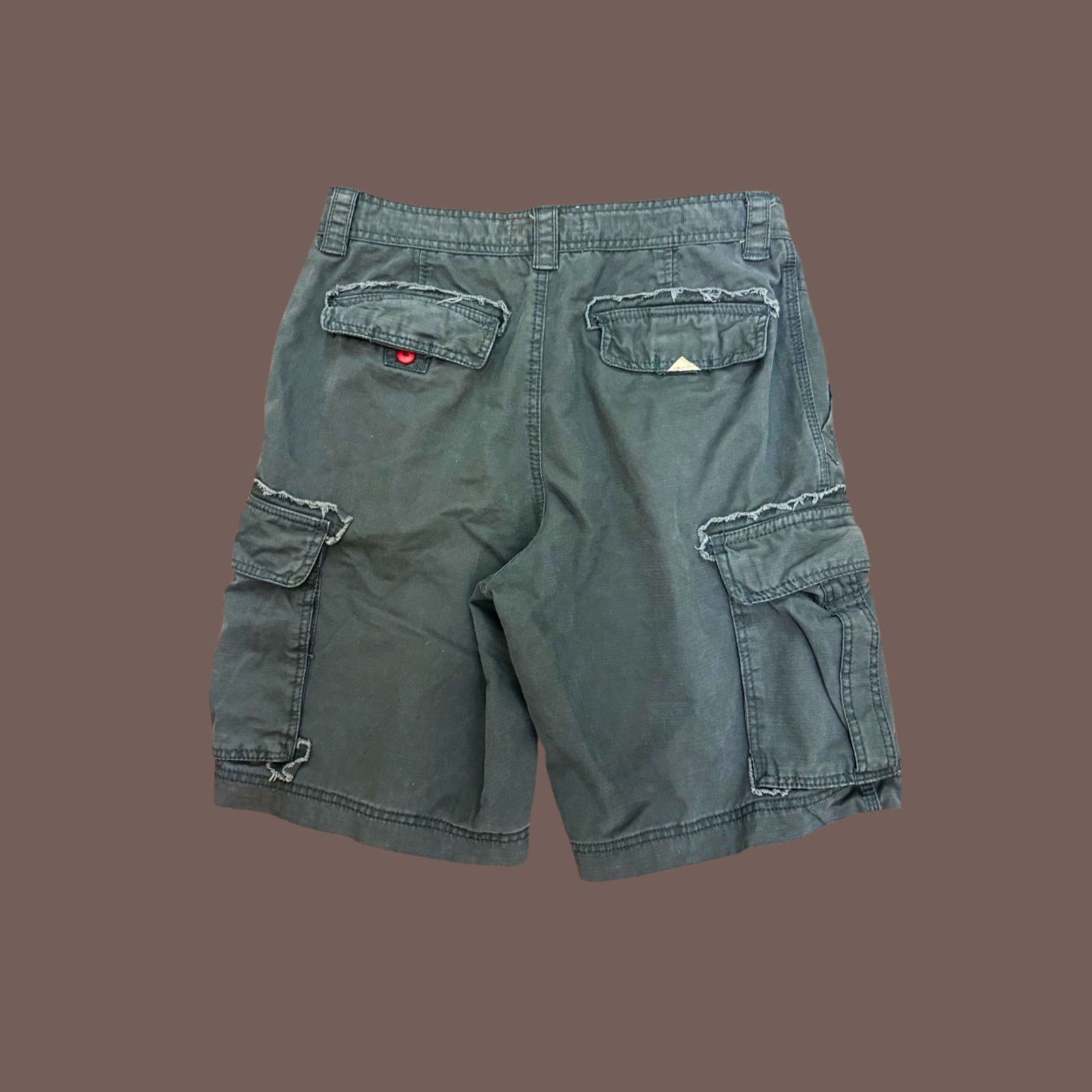 Vintage VTG Transcript Olive Green Distressed Cargo Shorts Size 32W Size US 32 / EU 48 - 2 Thumbnail