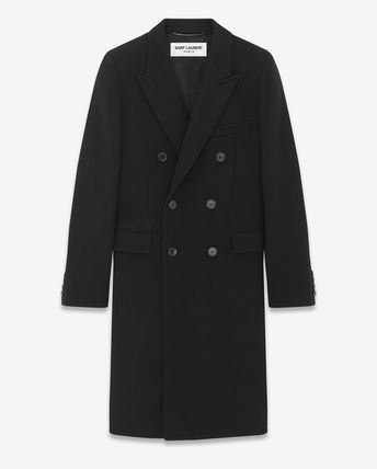 Saint Laurent Paris oc11z1225 758053 Coat in Wool and Cashmere in Black Size US M / EU 48-50 / 2 - 1 Thumbnail