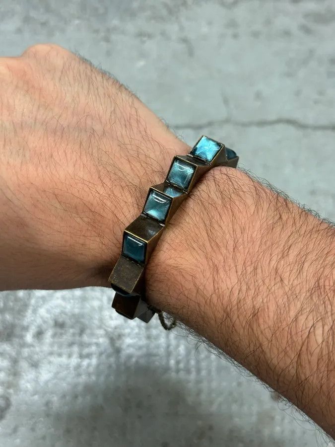 Jean Paul Gaultier 1990s Jean Paul Gaultier Blue Faceted Stone Bracelet Size ONE SIZE - 4 Thumbnail