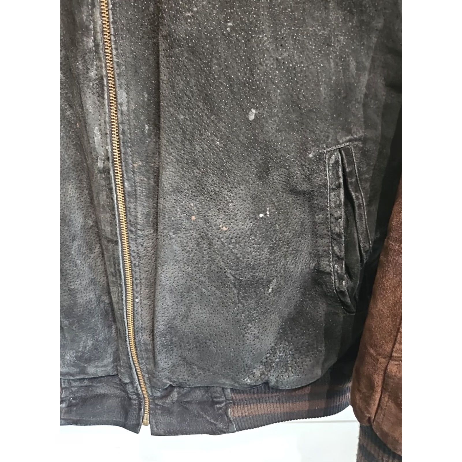 Vintage VINTAGE John Deere Leather Suede Letterman Varstiy Jacket Mens L Brown Leather Full Zip Farm Trucker Style 90s-Model Mens Size US L / EU 52-54 / 3 - 6 Thumbnail