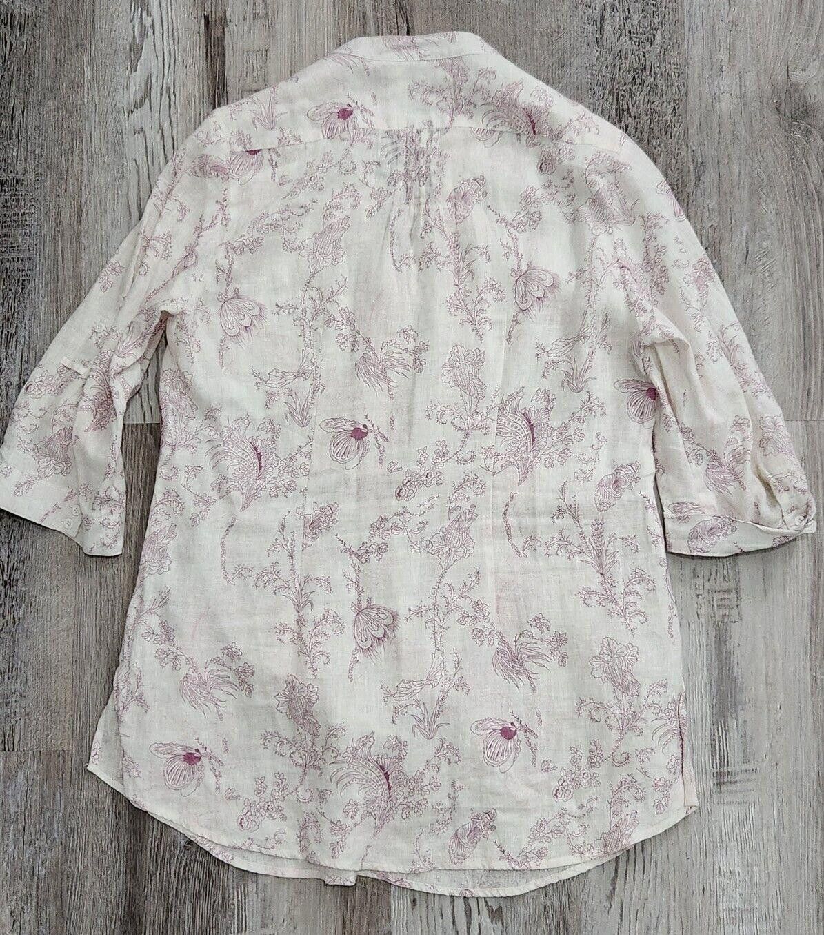 Designer Malvin I Love Linen Top Extra Large Tunic Shirt 3/4 Sleeves Size XL / US 12-14 / IT 48-50 - 2 Thumbnail