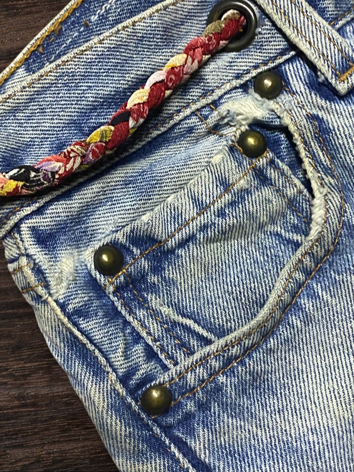 Kapital Vintage Japanese Brand Embroidery Diary Streetwear Jeans Size US 29 - 13 Thumbnail