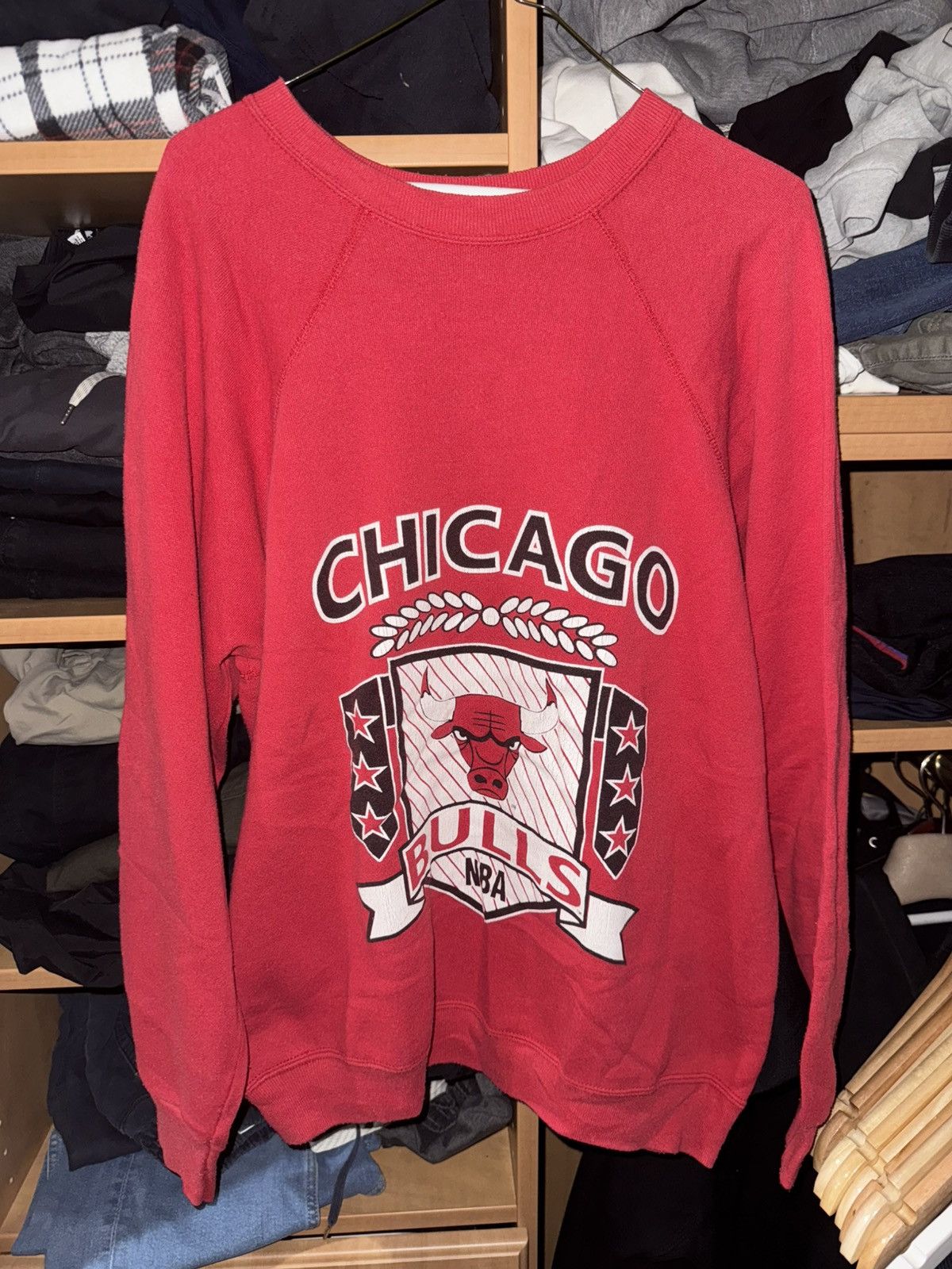 NBA × Vintage Vintage 90s Chicago Bulls NBA Classic Crewneck Red Sz L Size US L / EU 52-54 / 3 - 2 Thumbnail