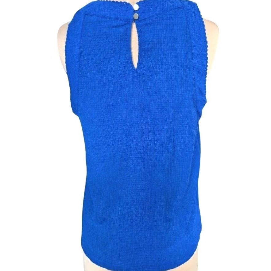 Vintage Coble & Gauge Royal Blue Textured Halter Tank Top Crisscross Straps Sz M Cobalt Size M / US 6-8 / IT 42-44 - 2 Thumbnail