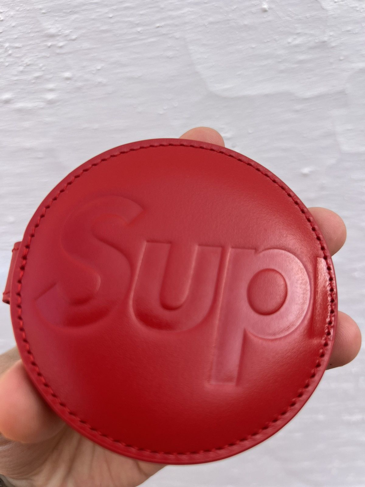 Supreme Leather Pocket Mirror Red