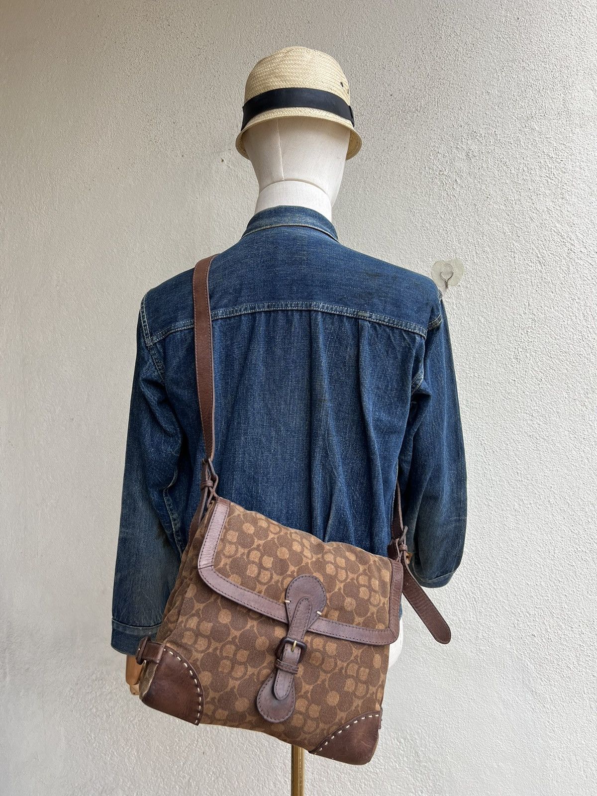 Japanese Brand Genten Japan Hybrid Canvas Leather Bag Size ONE SIZE - 1 Thumbnail