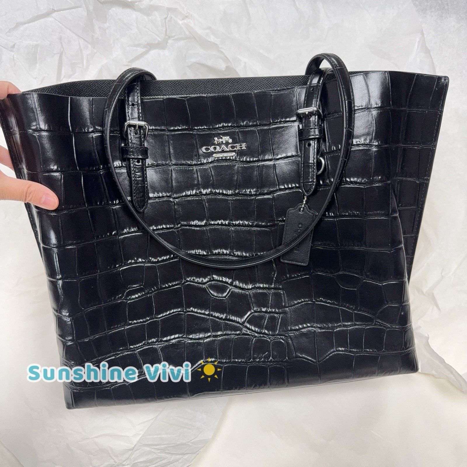 Coach NWT Coach Large Mollie Tote Bag leather CW018 Black Size ONE SIZE - 8 Thumbnail