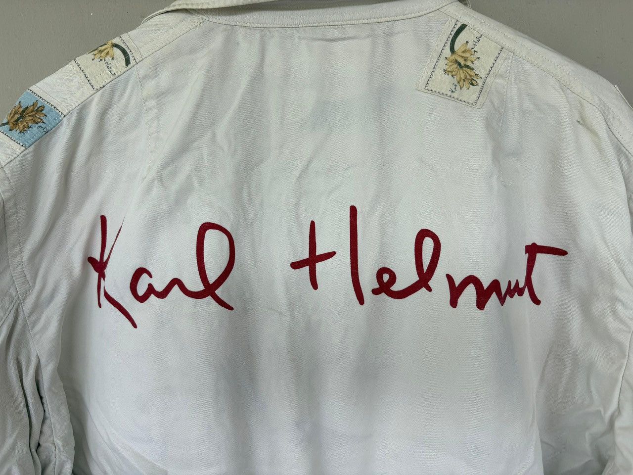 Karl Helmut Vintage 90's Karl Helmut Bomber Jacket Patch Flower Design Size US L / EU 52-54 / 3 - 15 Thumbnail