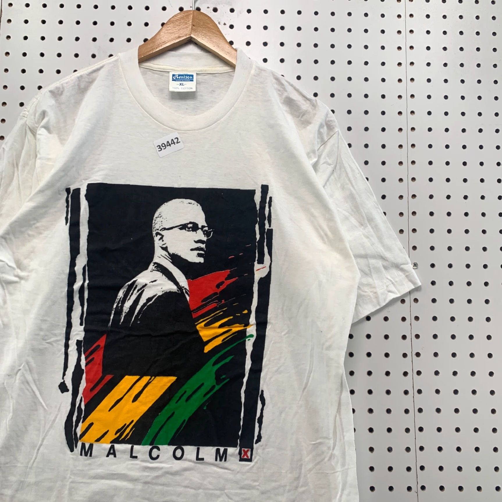 Vintage VINTAGE Malcolm X Shirt Mens XL White Cotton 1990s Graphic Print T-Shirt 90s Short Sleeve Mens X-Large Size US XL / EU 56 / 4 - 6 Thumbnail