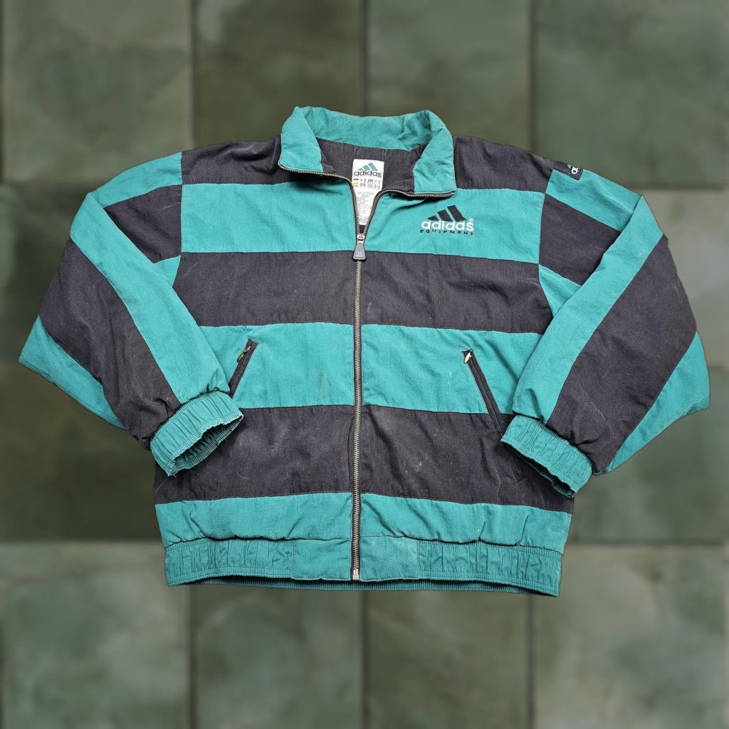 Adidas VINTAGE Adidas Windbreaker Jacket Mens Small Soccer Green Black Stripe 90s Size US S / EU 44-46 / 1 - 1 Thumbnail