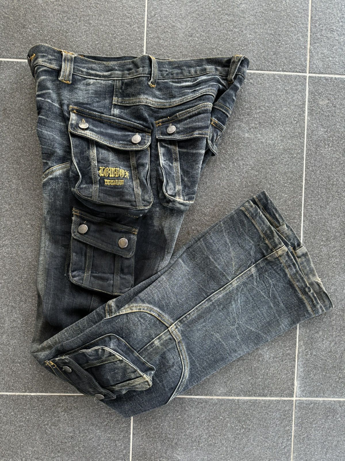 If Six Was Nine Vintage Lowbox Bondage Cargo Flared Denim Jeans Size US 32 / EU 48 - 9 Thumbnail