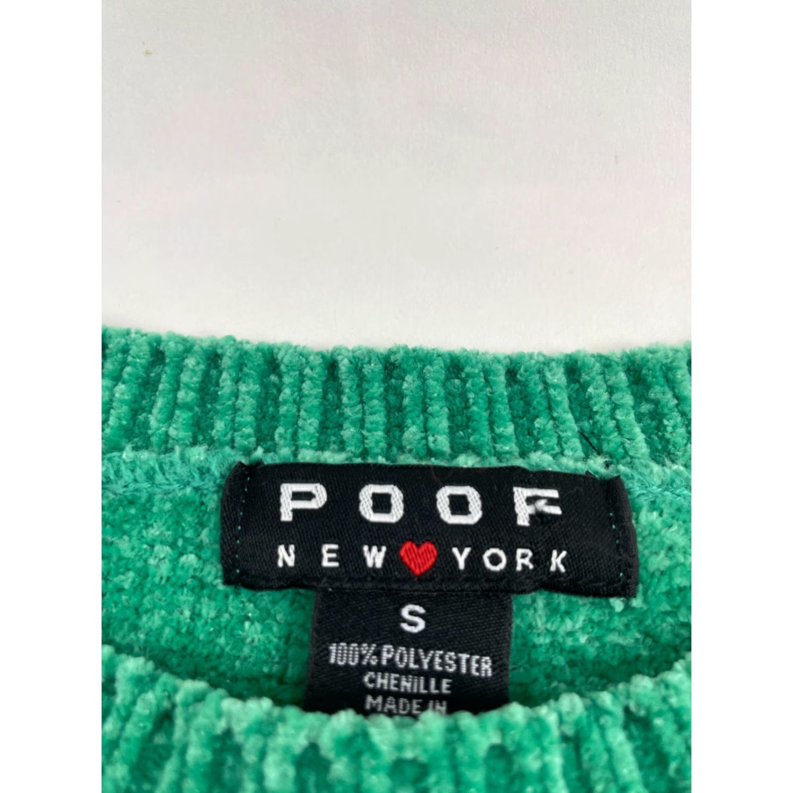 Vintage Poof Sweater Women’s Size Small Green Cropped Pullover Chenille Crew Neck Long Sleeve Modern Solid Size S / US 4 / IT 40 - 6 Thumbnail