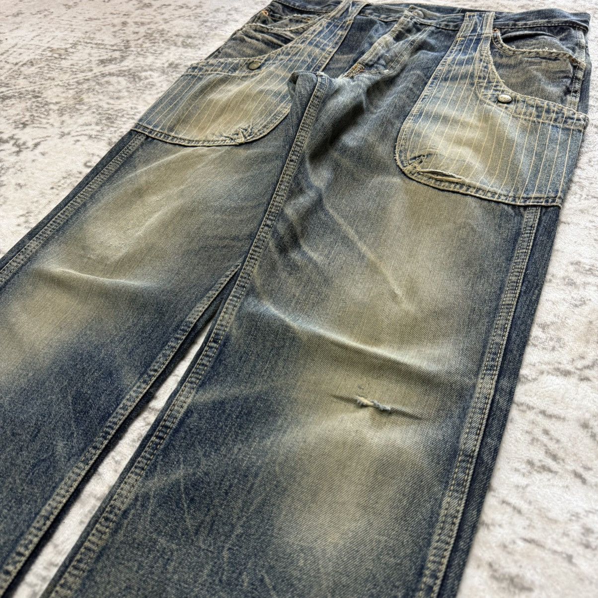Kapital 2000s Antgauge Japan Reconstructed Pinstripe Panel Denim Size US 33 - 8 Thumbnail