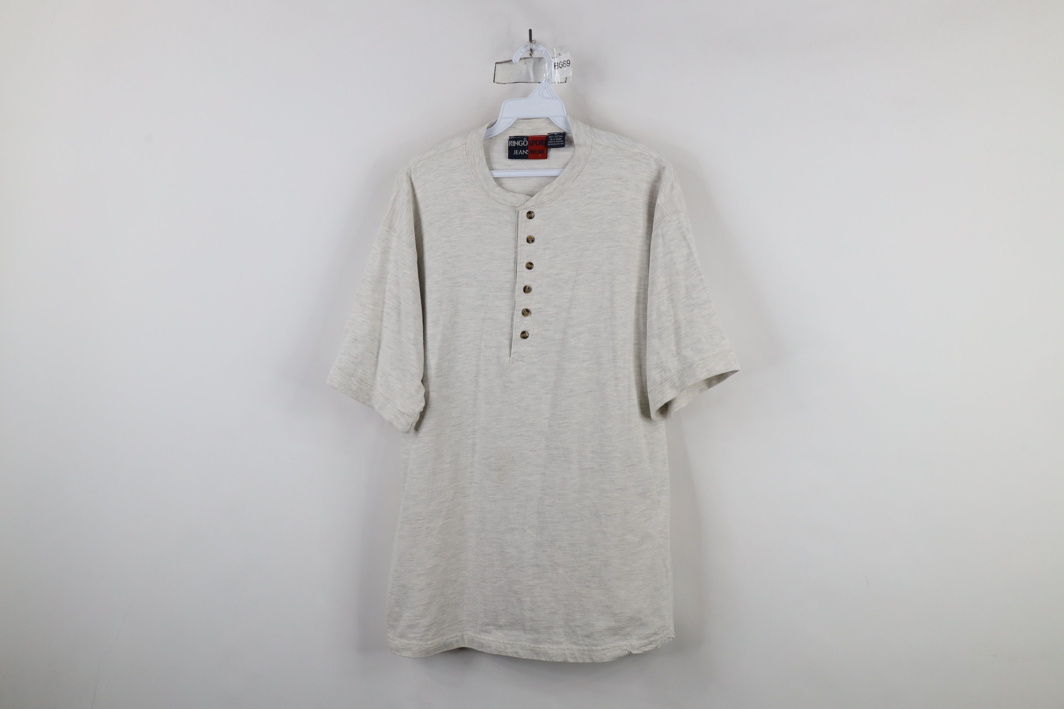 Vintage Vintage 90s Streetwear Blank Baggy Fit Henley T-Shirt Gray Size US M / EU 48-50 / 2 - 1 Thumbnail