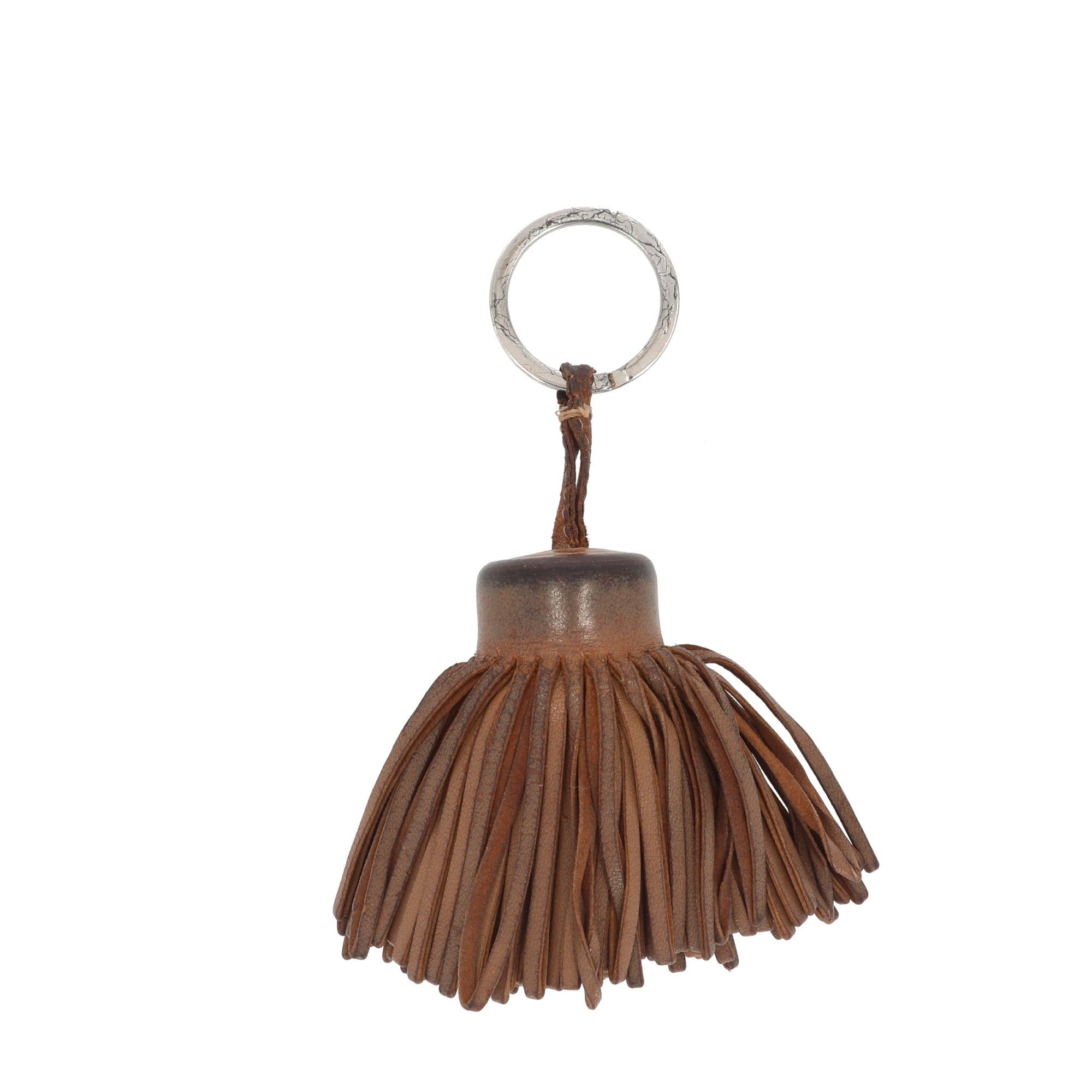 image of Hermes Carmen Keychain In Brown Leather, Women's