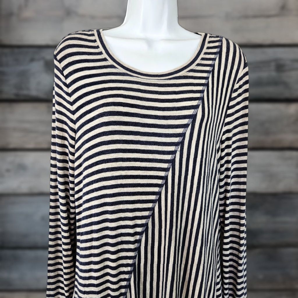 Vintage Cabi Blouse Ernest Adult Medium Blue Striped Long Sleeve Rayon Womens Size M / US 6-8 / IT 42-44 - 1 Thumbnail