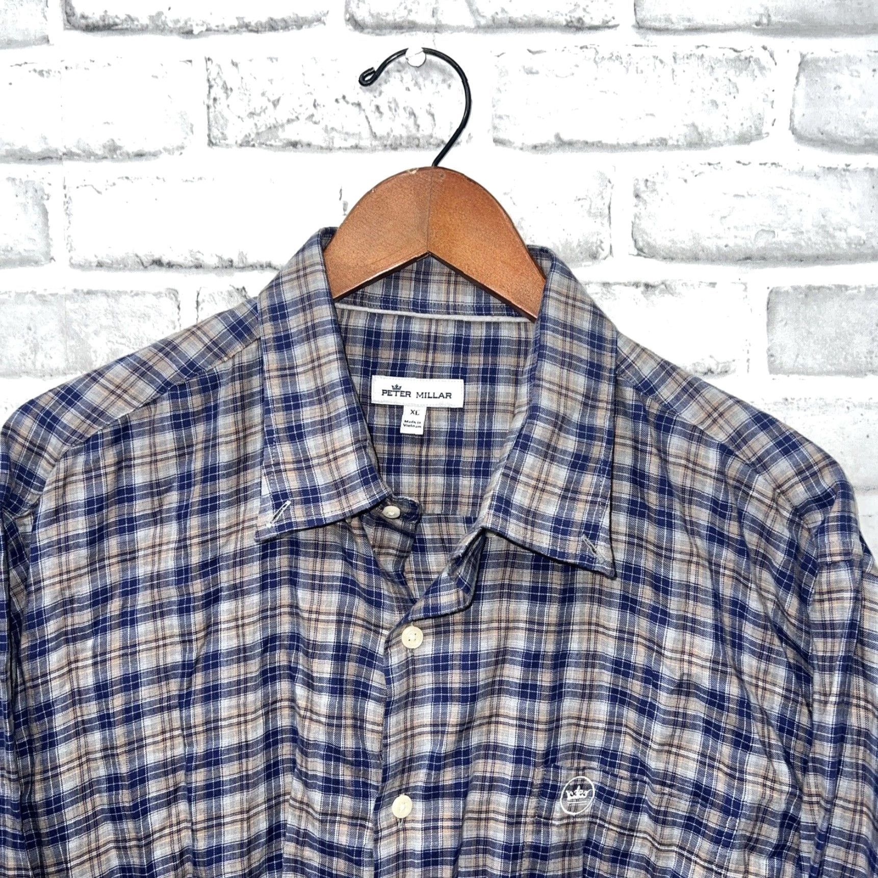 Peter Millar Peter Millar Blue Plaid Button-Up Shirt Mens XL Size Long Sleeve Regular Fit Size US XL / EU 56 / 4 - 2 Thumbnail