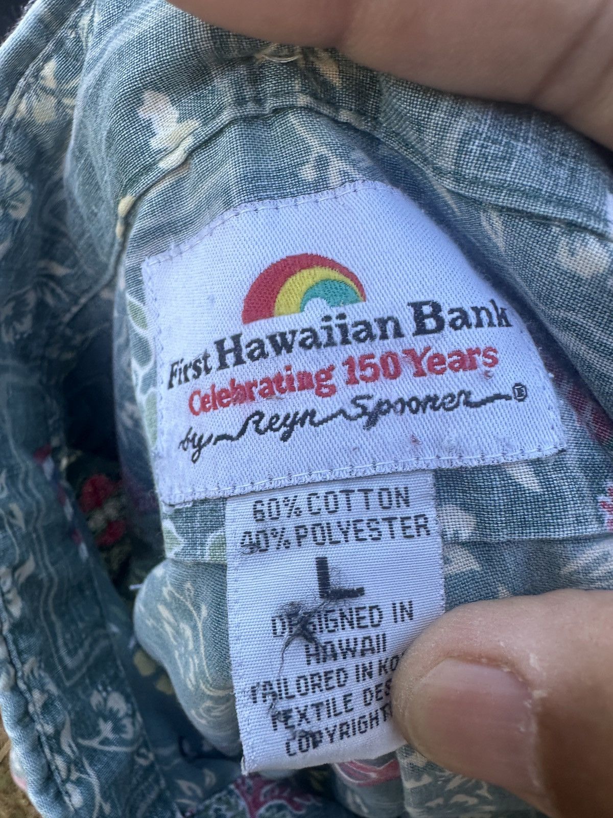 Reyn Spooner Rare Reyn Spooner Green First Hawaiian Bank 150 Year Men's L Size US L / EU 52-54 / 3 - 4 Thumbnail