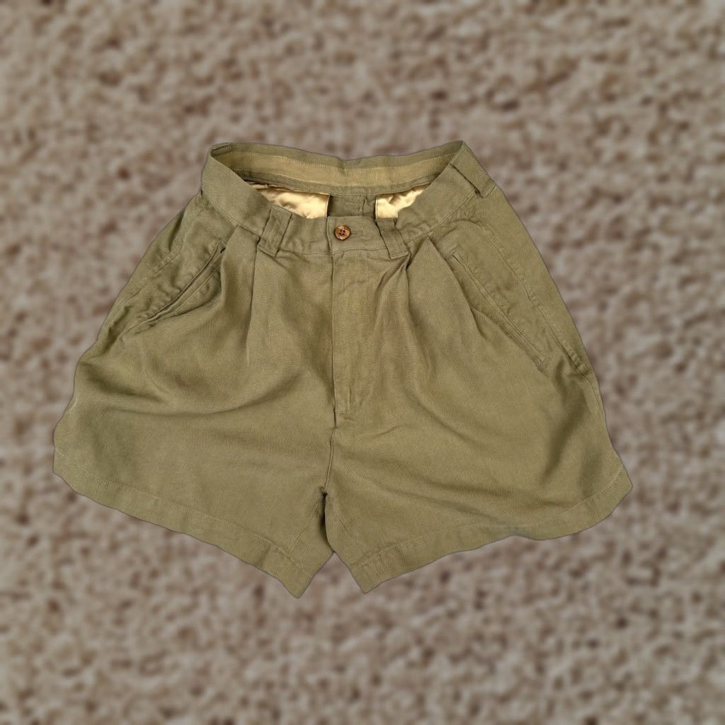 Tommy Bahama VINTAGE Tommy Bahama Shorts Women Bermuda 2 Green Silk Cotton Blend High Rise Casual Travel 24Wx4 Girls Size 26" / US 2 / IT 38 - 1 Thumbnail