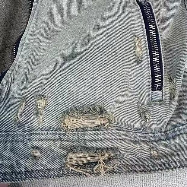 Japanese Brand × Vintage Collarless wash denim motorcycle jacket Size US M / EU 48-50 / 2 - 6 Thumbnail