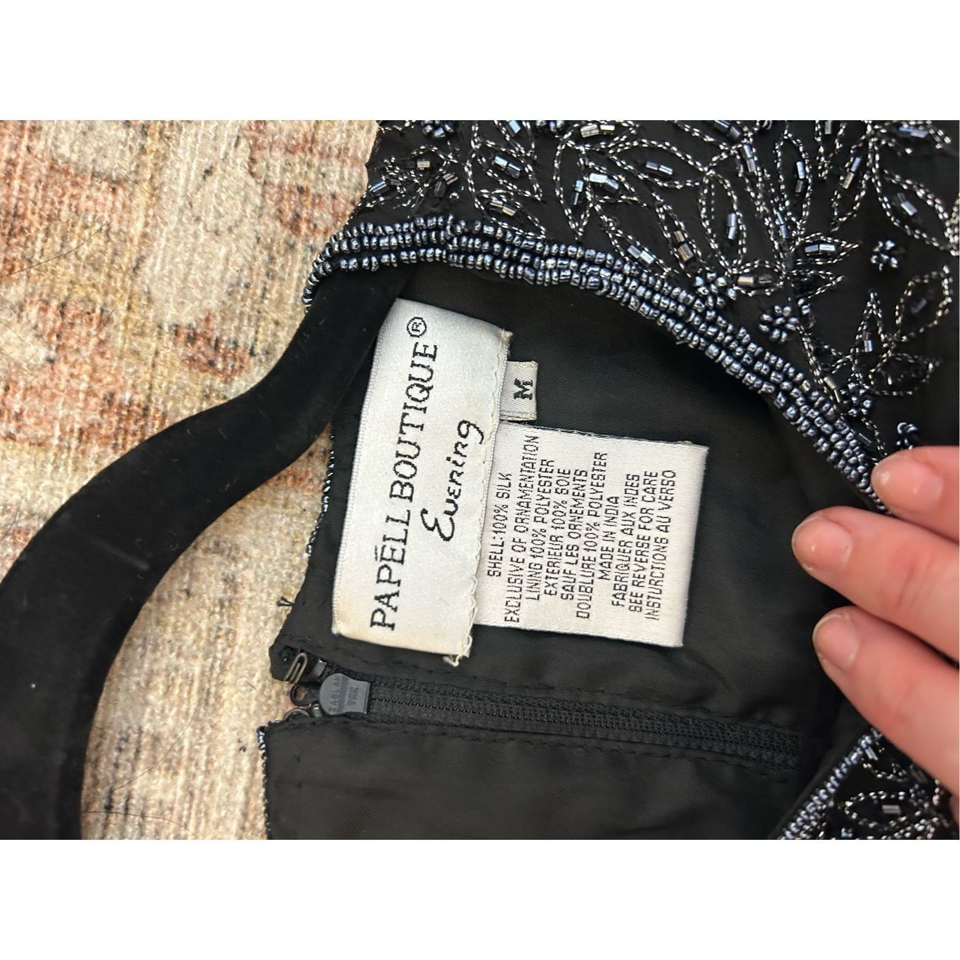 Other Papell Boutique Vintage Beaded Black Silk Blouse, Size Mediu Size M / US 6-8 / IT 42-44 - 9 Thumbnail