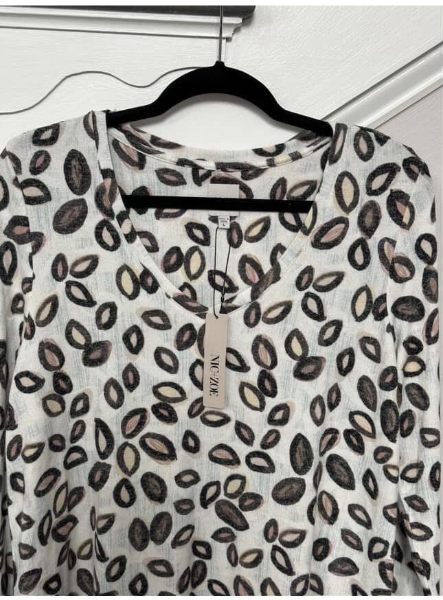 NIC+ZOE NIC+ZOE Tossed Neutrals Print Thick Fabric Women’s Tee Size L / US 10 / IT 46 - 3 Thumbnail